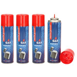 Aansteker gas/butaan gasfles - 5x - 250 ml - voor kooktoestellen/aanstekers