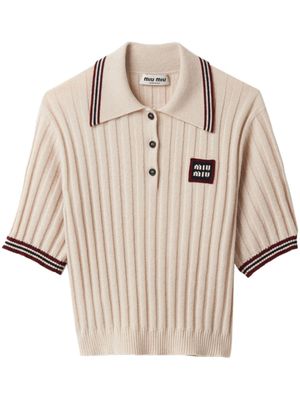 Miu Miu polo en maille nervurée - Tons neutres