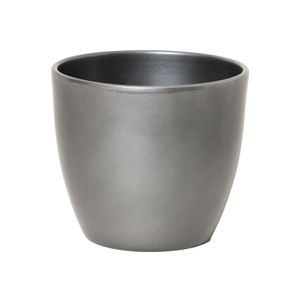 Bloempot glanzend zilver metallic keramiek voor kamerplant H19 x D22.5 cm