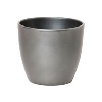 Bloempot glanzend zilver metallic keramiek voor kamerplant H19 x D22.5 cm - thumbnail