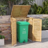 120L Houten Afvalberging Gereedschapsberging voor Buiten met Deksel Dat Open Kan Afsluitbaar Slot Buitenberging voor Tuin Natuurlijk