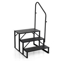 Trapjes voor Campers met Leuning Opstapje met 3 Treden en Brede Antislipplatforms Krukje met 3 Treden Draagvermogen 300 kg