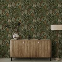 Dutch Wallcoverings Khalili - Raffia Emerald Green - Groen/Bruin Dutch Wallcoverings Khalili - Raffia Emerald Green - Groen/Bruin