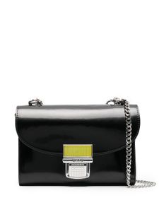 MSGM sac porté épaule métallisé à logo gravé - Noir