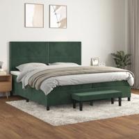Boxspring met matras fluweel donkergroen 200x200 cm