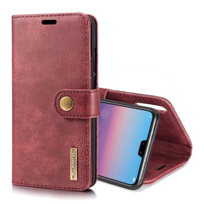 Crazy Horse textuur Flip afneembare magnetische lederen case voor Huawei P20 met houder & kaartsleuven & portemonnee (rood)