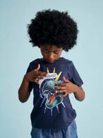 Jongensshirt met motief in omkeerbare pailletten Basics nachtblauw