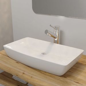 VidaXL Luxe keramische rechthoekige wasbak 71 x 39 cm (wit)