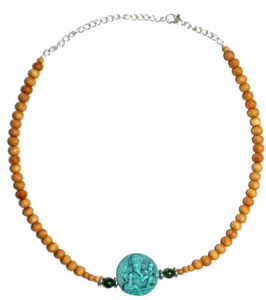 Sandalwood Verstelbare Ketting - Turquoise Ganesh