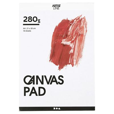 Creativ Company Canvas blok wit a4 280gr, 10 vellen