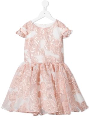 David Charles robe à fleurs en jacquard - Rose