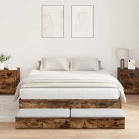 Opbergbedframe Gerookt eiken 236.5 x 150 x 31.5 cm Bewerkt hout