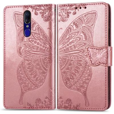 Butterfly Love bloemen reliëf horizontale Flip lederen draagtas voor OPPO F11 met houder & kaartsleuven & portemonnee & Lanyard (Rose goud)