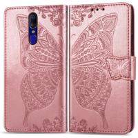 Butterfly Love bloemen reliëf horizontale Flip lederen draagtas voor OPPO F11 met houder & kaartsleuven & portemonnee & Lanyard (Rose goud)