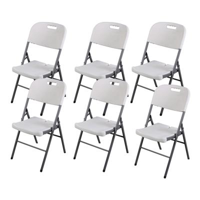 Sunnydays Klapstoel - 6x - met pvc zitting - wit - 44 x 45 x 86 cm - metaal