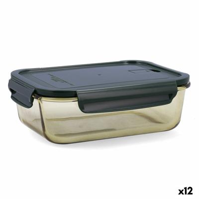 Hermetische Lunchtrommel Bidasoa Infinity Rechthoekig 1,5 L Geel Glas (12 Stuks)