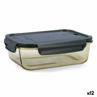 Hermetische Lunchtrommel Bidasoa Infinity Rechthoekig 1,5 L Geel Glas (12 Stuks)