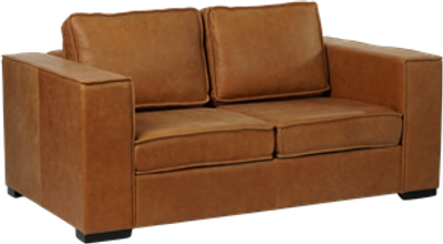 Cognac leren landelijke 2-zitsbank Fine - poot hout zwart - Vintage Leer Cognac (cognac leer)