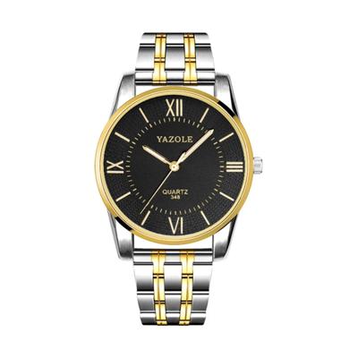 YAZOLE 348 mannen Fashion Business stalen band Band Quartz Wrist Watch lichtgevende punten (zwart)