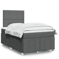 Boxspring met matras stof donkergrijs 120x190 cm