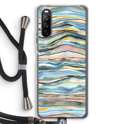 Watercolor Agate: Sony Sony Xperia 10 III Transparant Hoesje met koord