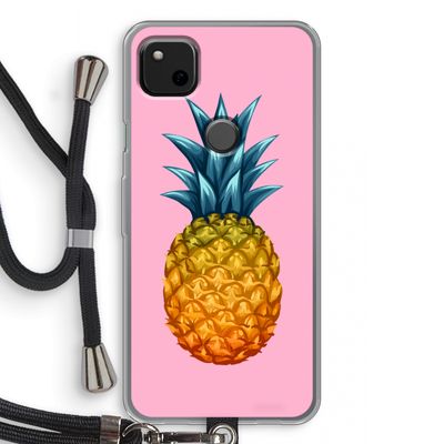 Grote ananas: Pixel 4a Transparant Hoesje met koord