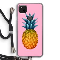 Grote ananas: Pixel 4a Transparant Hoesje met koord