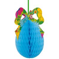 Paasei decoratie 30 x 17 cm - Paasversiering / Paasdecoratie - papier - met strik