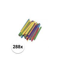 Gekleurde knutselhoutjes 288 stuks - thumbnail