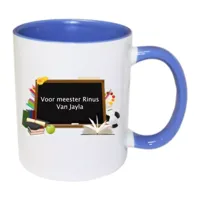 Juf of Meester mok (blauw)