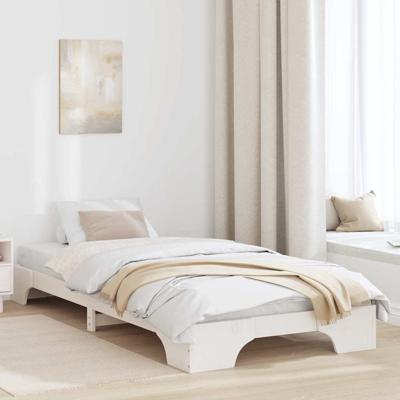 Bedframe Wit 197 x 97 x 17 cm Massief grenenhout