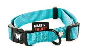 MARTIN SELLIER HALSBAND NYLON TURQUOISE VERSTELBAAR 20 MMX40-55 CM