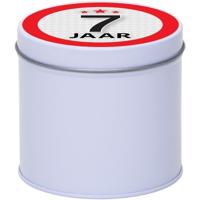 Cadeau koek of snoep blik - met 7 jaar opdruk sticker - 10 x 10 cm - Cadeauverpakking verjaardag