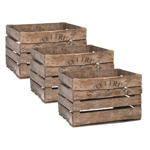 Set van 3x stuks houten opberg fruitkisten/kratten 42 x 51 cm