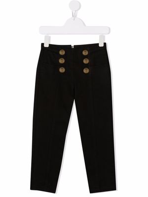 Balmain Kids pantalon slim à boutons embossés - Noir