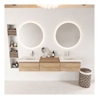 Mondiaz Bukla 180cm badmeubel met module 60 kleur washed oak met 3 lades wastafel dubbel 2 kraangaten kleur talc