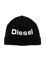 Diesel Kids bonnet nervuré à logo imprimé - Noir