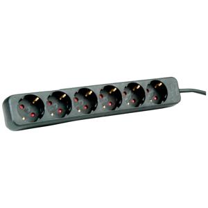 ROLINE 6-voudige stekkerdoos zonder schakelaar, zwart, 3 m