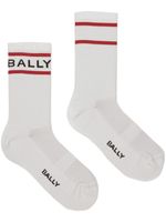 Bally logo-intarsia ribbed ankle socks - Blanc - thumbnail