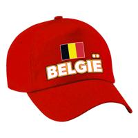 Verkleed feest pet - rood - Belgie - vlag/landen thema - zonneklep pet