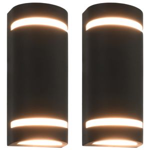 VidaXL Buitenwandlampen 2 st 35 w halfrond zwart