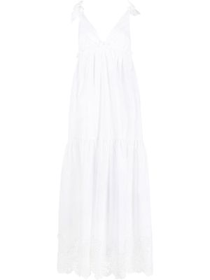 P.A.R.O.S.H. robe longue ornée de dentelle - Blanc
