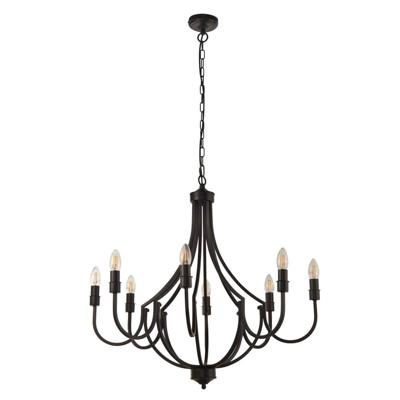 Searchlight Klassieke hanglampLodge 8-lichts zwart - 82918-8BK