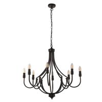 Searchlight Klassieke hanglampLodge 8-lichts zwart - 82918-8BK