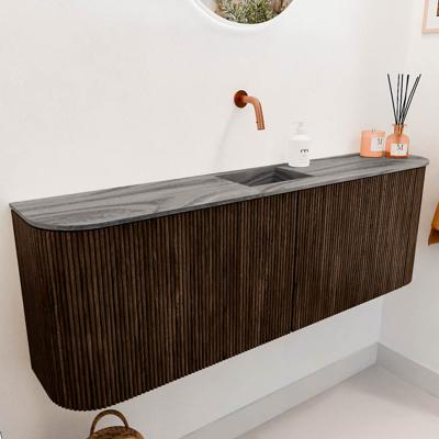 Toiletmeubel Mondiaz Joya Dlux | 123.2 cm | Meubelkleur Walnut | Faye wastafel Sombra Wasbak Midden | Zonder kraangat(en)