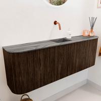 Toiletmeubel Mondiaz Joya Dlux | 123.2 cm | Meubelkleur Walnut | Faye wastafel Sombra Wasbak Midden | Zonder kraangat(en)