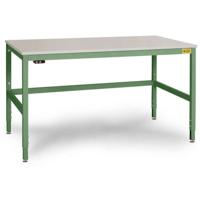 Manuflex LC3033.6011 ESD ESD-werktafel CANTOLAB speciale met rubber schijf, bxdxh = 1250 x 800 x 752-952 mm Reseda groen (RAL 9010)