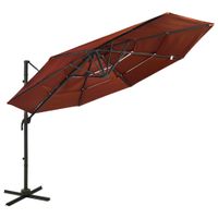 Parasol 4-laags met aluminium paal 3x3 m terracotta - thumbnail