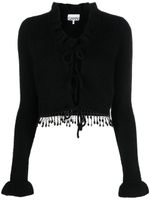 GANNI cardigan orné de franges à perles - Noir