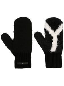 Y-3 gants en peau lainée à patch logo - Noir